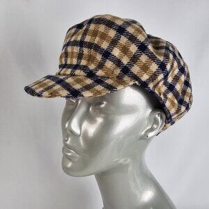 AQUASCUTUM Vintage Classic Check Plaid Wool Newsboy Hat